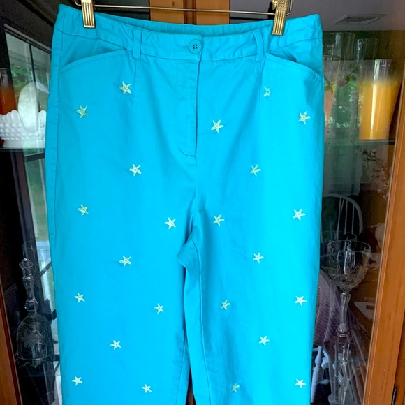 Appleseed's Pants & Jumpsuits Appleseeds Blue Capris With Stars